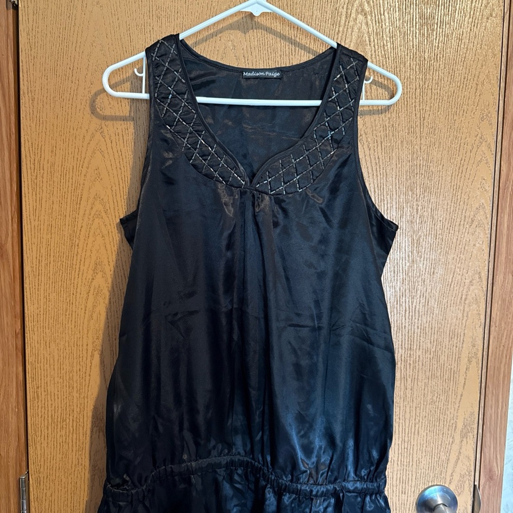 Madeline Black Satin Tank Top